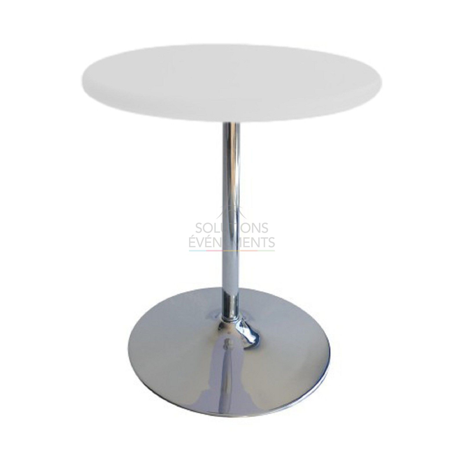 Rental of white pedestal table, diameter 70cm