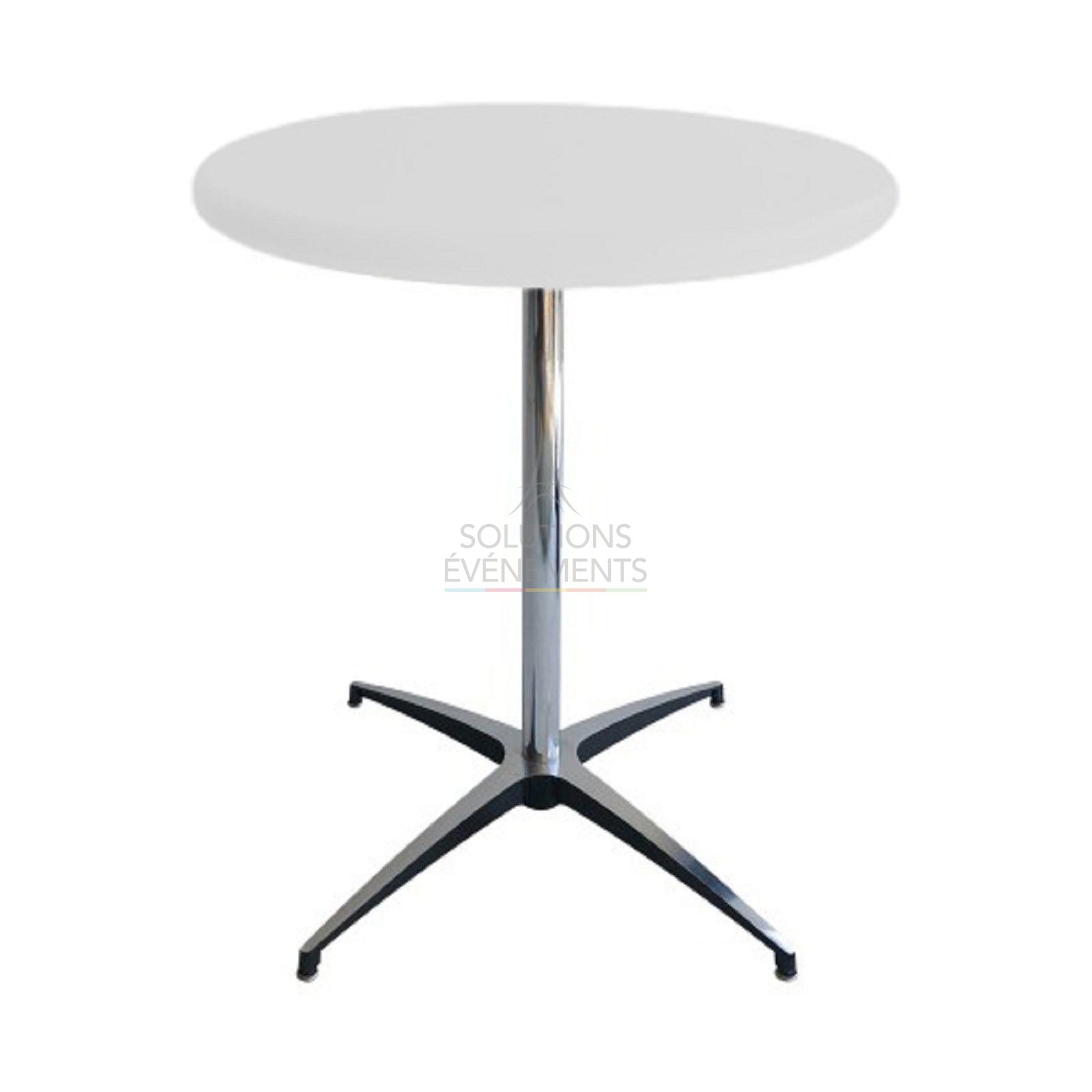 Rental of white pedestal table, diameter 70cm