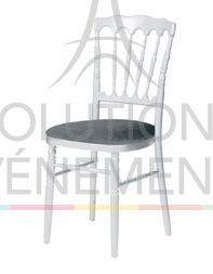 Rental of white napoleon chair with gray seat