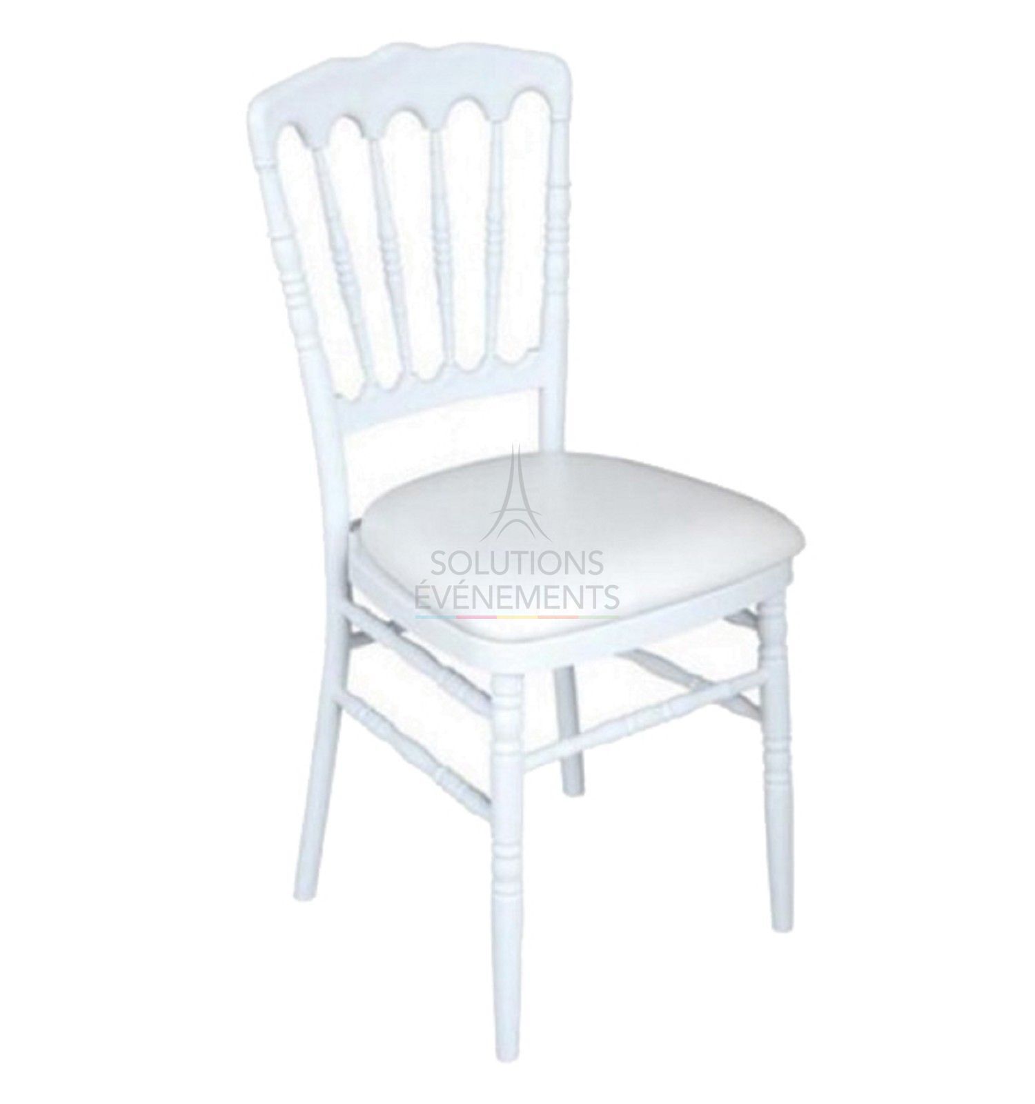 Rental of white napoleon chair with white seat
