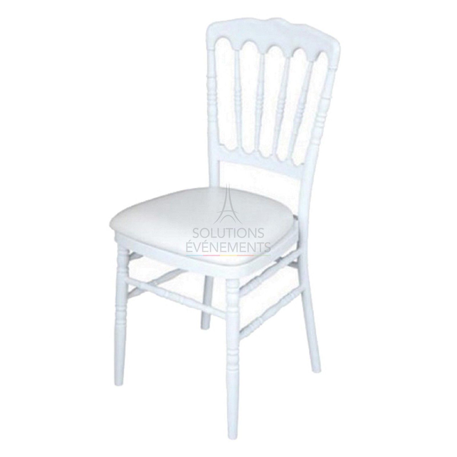 Location chaise style Napoleon 3 blanche avec assise blanche