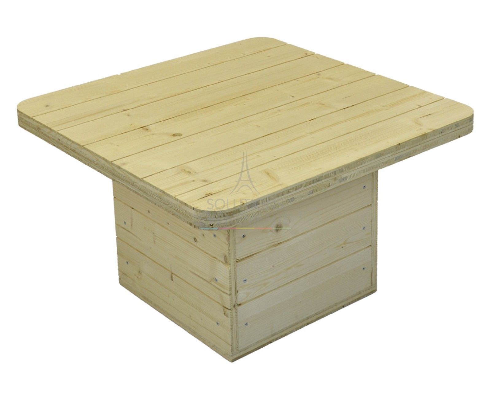 Rental eco-responsible wooden coffee table square top