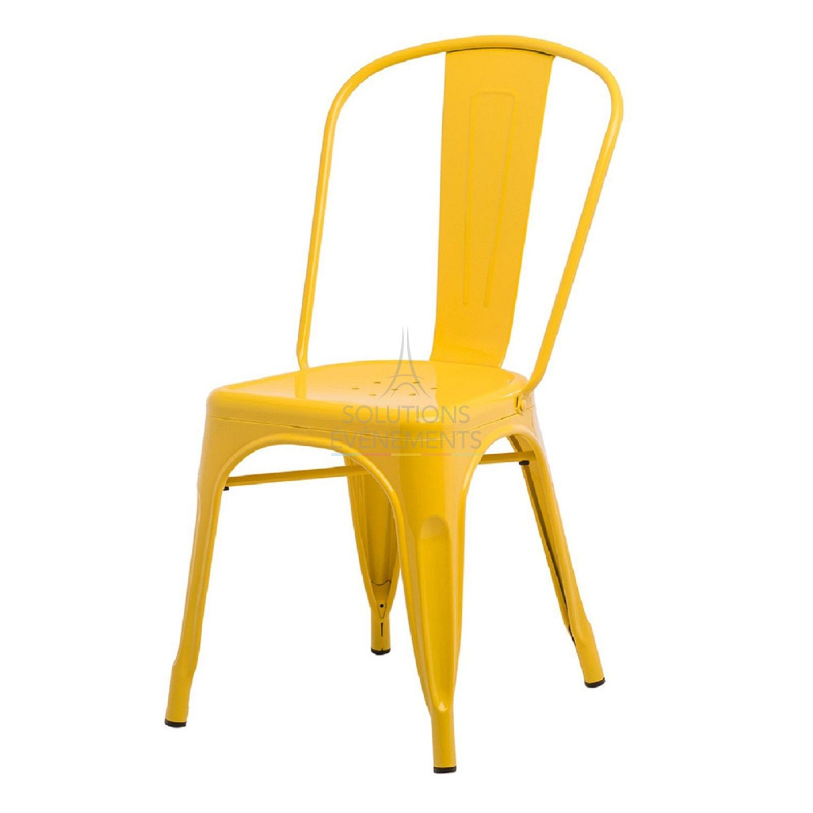 Rental of industrial yellow metal chair