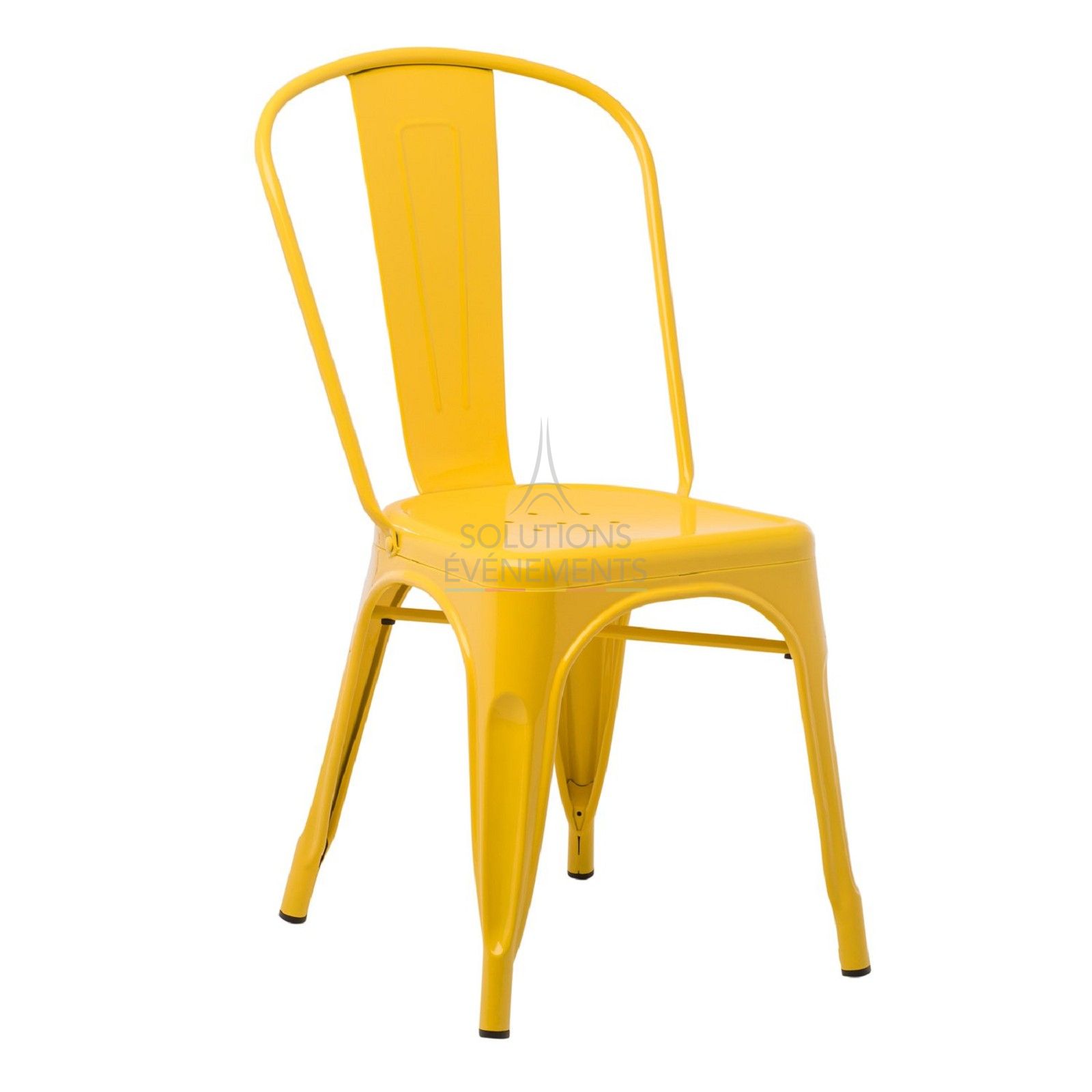 Rental of industrial yellow metal chair